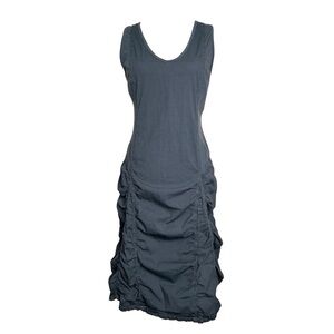 XCVI Dress M Gray Ruched Sleeveless V-Neck Minimalist Stretch Goth Sheath